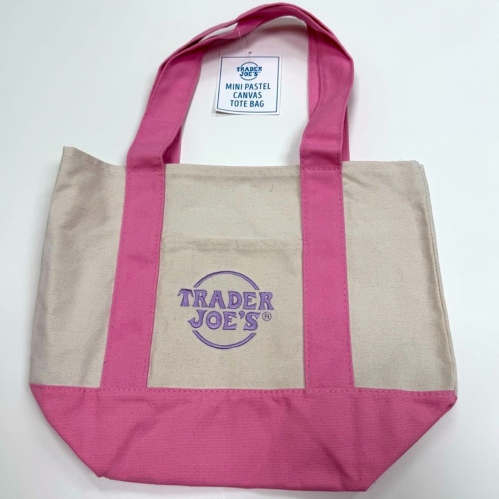 Trader Joe's - Mini Canvas Tote Bag in Pastel Pink